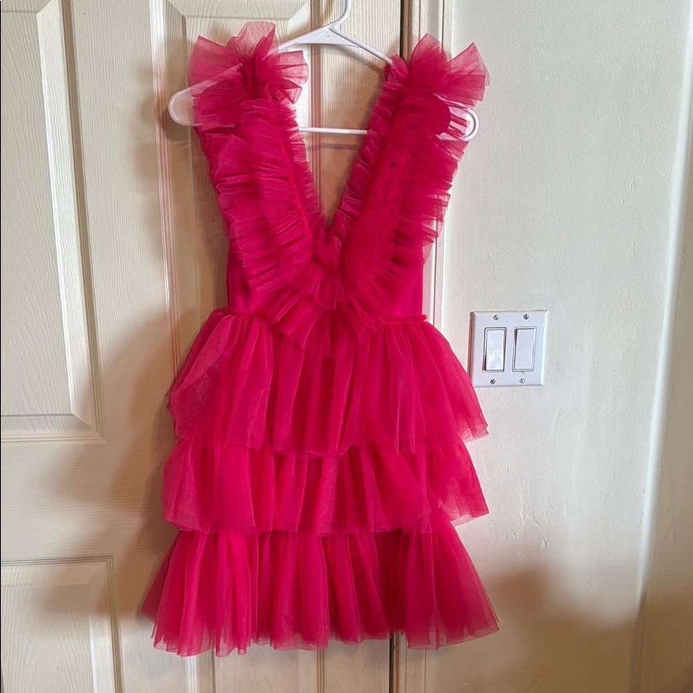 Hot Pink Betsey Johnson Ruffled Dress